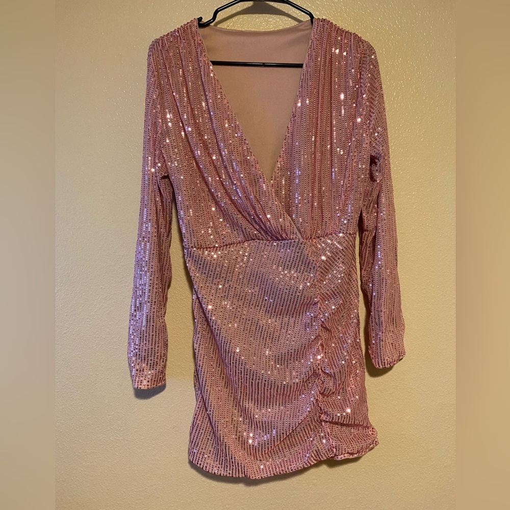Sequin Pink Dress Size L
